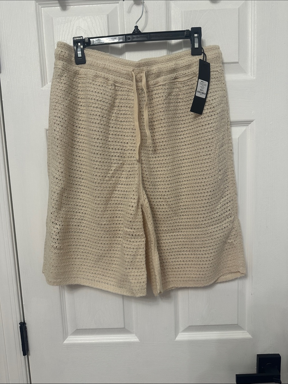 Fashion Nova Cream Knit Drawstring Men's Shorts